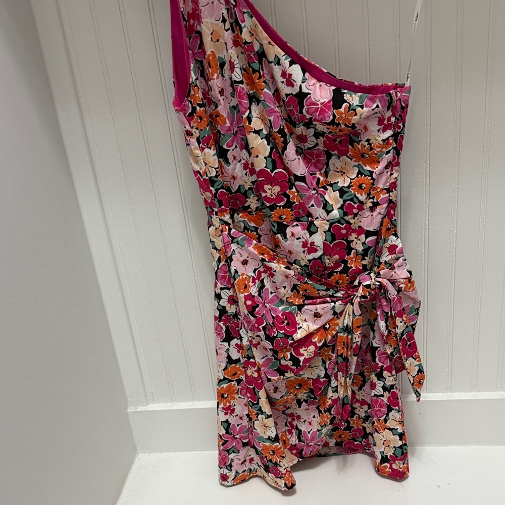 Lulu's Floral One-Shoulder Dress - Pink, Orange, White